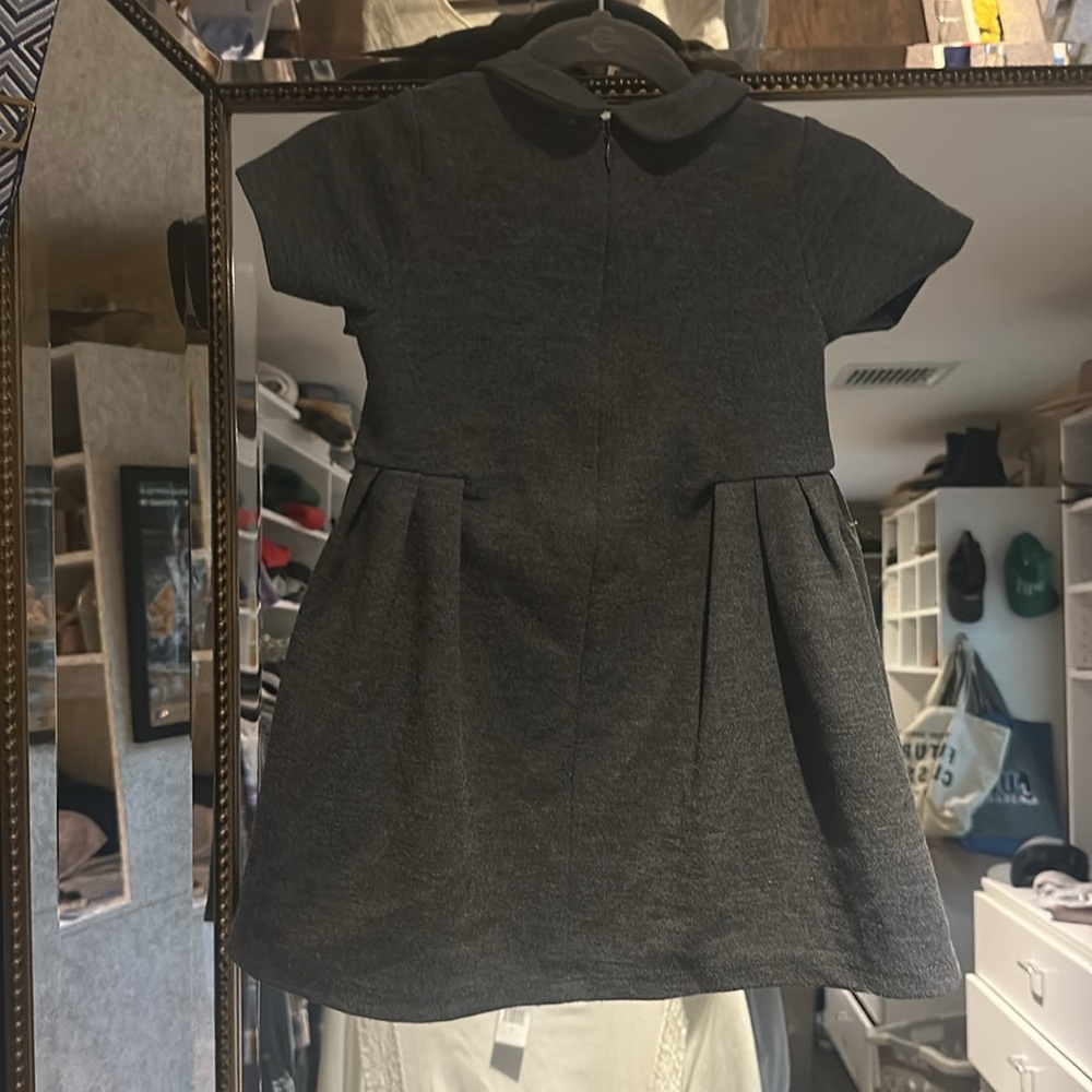 Jacadi Paris short sleeve grey dress with peter pan collar